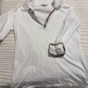 Burberry White Polo with Check Collar